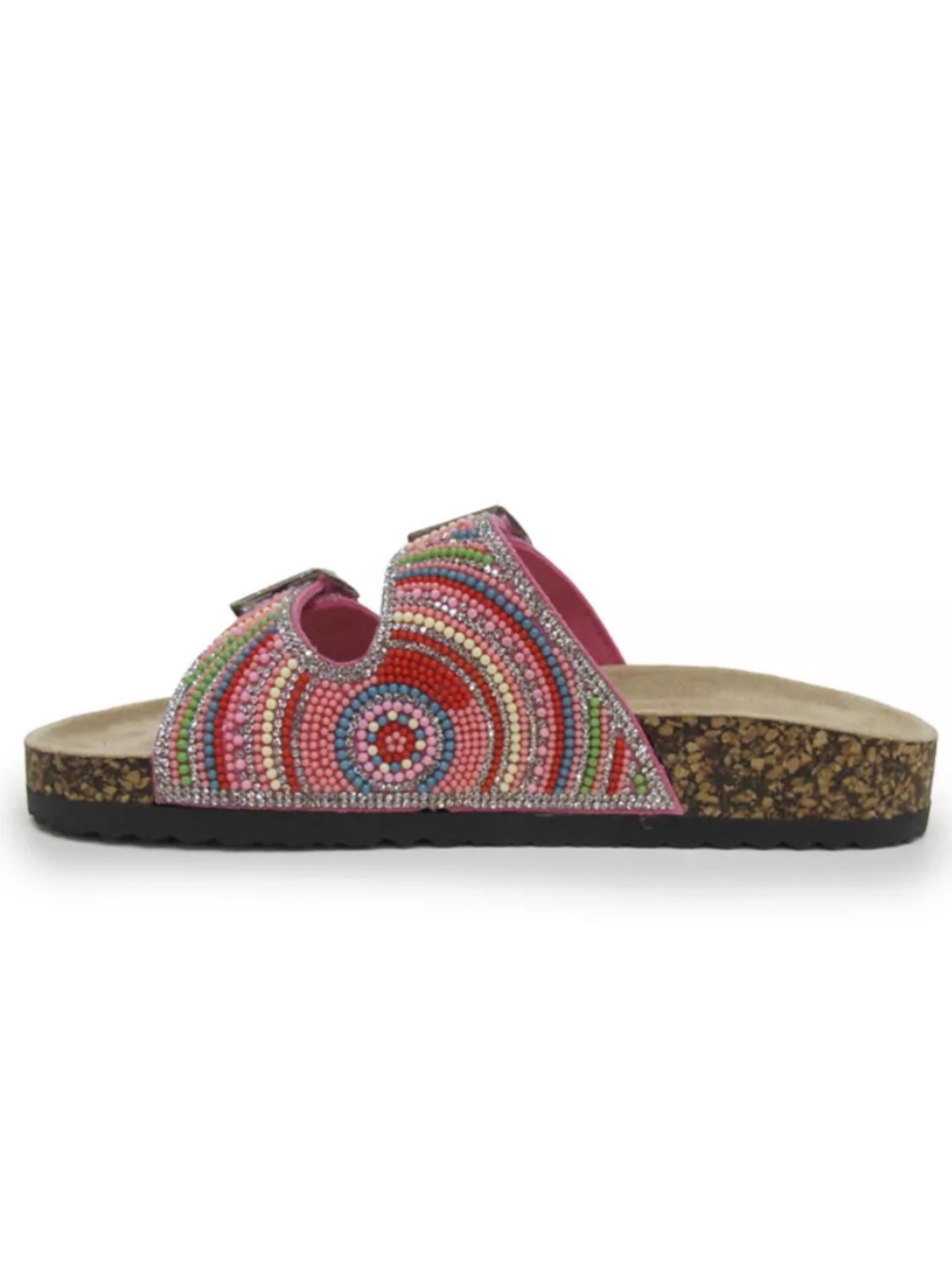 Jellypop Eevi Beaded Pink Cork Slide Sandals size 9